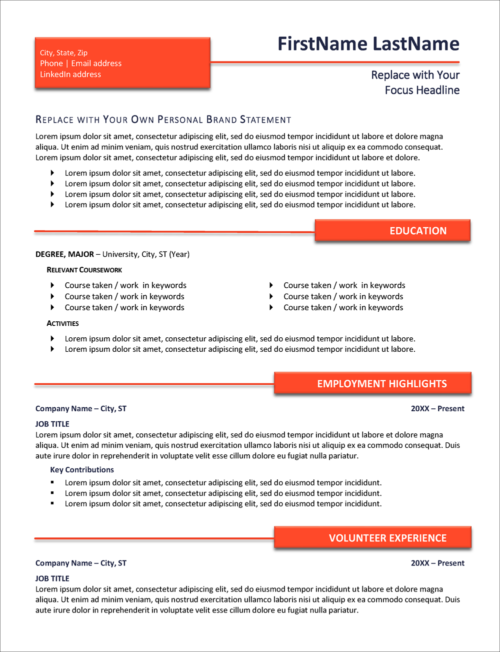 Bright Entry Resume Template