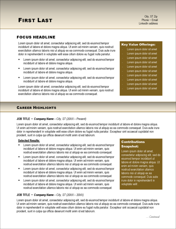 Pure Gold Resume Template